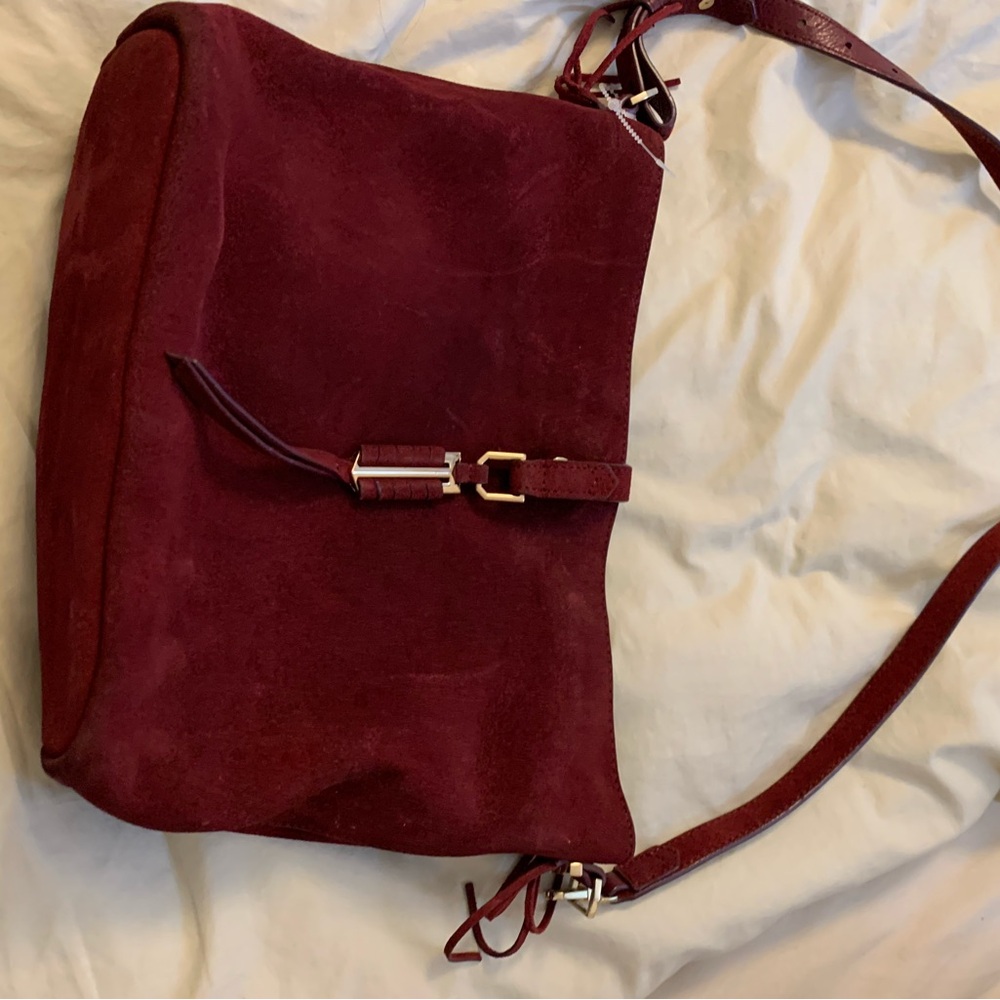 Elegant Burgundy Suede Shoulder Bag